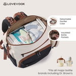 LOVEVOOK Diaper Bag Backpack, Baby Bag with Changing pad, Waterproof Diaper Backpack for Mom Dad, cute Mommy Bag for Boy and Girl, Travel Essential Baby Registry Shower, Black-White-Brown