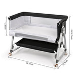 VOOI Baby Bassinet Bedside Sleeper, 3 in 1 Rocking Bassinet for Baby, Bassinet Bedside Sleeper with Wheels, Adjustable Height, Storage Basket, Mattress & Canopy, Bed Side Bassinet for Newborn