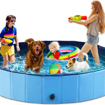 Jasonwell Foldable Dog Pet Bath Pool Collapsible Dog Pet Pool Bathing Tub Kiddie Pool Doggie Wading Pool for Puppy Small Medium Large Dogs Cats and Kids 63" Blue