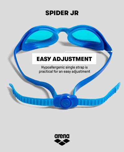 Arena Unisex Youth Spider Junior Swim Goggles Girls and Boys Ages 6 to 12 Anti-Fog Mirror Lens Easy to Adjust Strap No Leak, White/Pink/Fuchsia