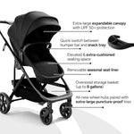 Mompush Wiz Pro 4-in-1 Baby Stroller with Bassinet Mode, Full-Size All-Terrain Premium Stroller from Newborn to Toddler, Snack Tray Included for Easy Feeding & Travel, Lay-Flat in Seconds
