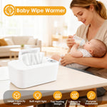 Wipe Warmer, Baby Wipes Dispenser, Large Capacity Baby Wipe Warmer, Wet Wipes Dispenser for Diapers, Wet Wipe Warmer with Night Light for Home, Car & Travel, 3 Temperature Settings