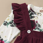 Kucnuzki Newborn Baby Girl Clothes Toddler Long Sleeve Ruffle Romper Top Infant Skirt Set Little Girl Overall Dress