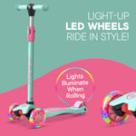 Dribbl 3-Wheel Kids Scooter - Lean-to-Steer Technology, Adjustable Height Handlebar, Wide Anti-Slip Deck, Scooter for Boys & Girls Ages 3+, Child Safety Approved, Support Riders Up to 165 lbs, Candy