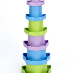 Green Toys Stacking Cups, Purple/Blue/Green - 6 Piece Motor Skills, Building, Stacking Toy Set. Safe for Babies and Toddlers. Dishwasher Safe, Recycled Plastic, Made in USA.