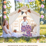 besrey Kids Tent, Kids Playhouse 2 in 1 with Padded Mat and Lights, Large Play Tent with 2 Doors & 4 Windows, Kids Play Tent Indoor & Outdoor, Christmas Toddler Tent for Kids, 51" x35" x 51"