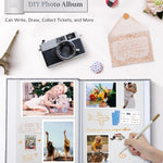 Artfeel Photo Album Self Adhesive Scrapbook Album for 3x5 4x6 5x7 8x10 Pictures,40 Pages Linen Cover with Display Window DIY Photo Book,Ideal Gifts for Family Travel Wedding Baby