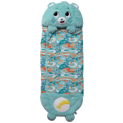 Plush bear with a patterned bag on a white background