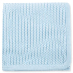 Little Me Baby Boys Blue Cable Knit Swaddling Receiving Blanket, 30 X 27 inches, 100% Cotton Baby Blankets
