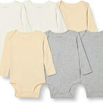Amazon Essentials Unisex Babies' Long-Sleeve Bodysuits, Pack of 6