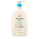 Aveeno baby daily moisture wash & shampoo bottle on a white background
