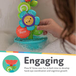 Nuby Flow N' Grow Garden Bath Toy with Flower and Watering Can - Baby Bath Toy for Boys and Girls 18+ Months - Toddler Bath Suction Cup Toy Attaches to Shower Wall
