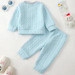Kucnuzki Toddler Girl Outfit Baby Girl Clothes 18-24 Months Long Sleeve Top T Shirts Blue Pants Sweatsuit Cute Baby Outfit Toddler Clothes Fall Clothing