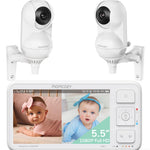 Momcozy Baby Monitor with 2 Cameras 5.5" 1080P Full HD Split Screen Video Baby Monitor with Camera and Audio, No WiFi 5800mAh Battery, ECO, VOX, Clear Night Vision 1640ft Range (SD Card not Included)