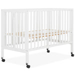 Dream On Me Quinn Full-Size Portable Baby Crib in White, GreenGuard Gold & BSA, Patented Quick Fold System, Adjustable Mattress Support, Heavy-Duty Wheels, Compact Design, Safe Sleep Assurance