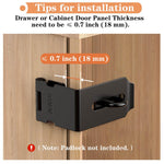 Mixizigoz 90 Degree Hasp Lock Latch, Right Angle Safe Padlock Clasp Hasp for Personal Privacy, 304 Stainless Steel Security Desk Drawer Lock Latch (Black-2 Pcs)