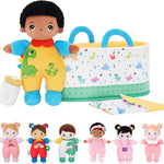 OUOZZZ Soft Baby Doll for Girls - My First Baby Doll Birthday Gifts for Girls Plush Rag Dolls Tulip Pink Dress Toy for Toddlers Kids Infants 10"