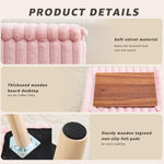 Wimarsbon Storage Ottoman,Soft Faux Fur Footstool with Padded Seat, Small Reading Vanity Chair, Footrest with Wood Tray for Couch, Mini Coffee Table or Display Stand (Pink)