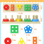 Tonberless Montessori Toys for 1 2 3 Year Old Boy Girl, Toys for Ages 2-4 Toddlers Kids Baby, 1 2 Year Old Boy Girl Birthday Gifts, Wooden Learning Puzzles Shape Sorter Toys for Toddlers 1-3