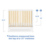 Delta Children Mia Portable Folding Mini Crib with 1.5-Inch Mattress - Greenguard Gold Certified, Bianca White/Natural