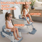 Wanchouse 3-in-1 Potty Training Seat & Training Toilet & Potty Chair, Height AdjustableToddler Toilet Seat for Kids, Foldable Potty Training Toilet with Splash Guard & Anti-Slip Steps (Green)