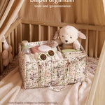 Blissful Diary Floral Diaper Caddy Organizer, Stylish Nursery Storage Basket - Gift for Baby Shower, Baby Registry Must Have, Newborn Essentials - Baby Caddy Organizer - Pastoral Daisy