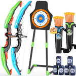 2 Pack Bow and Arrow for Kids, LED Light Up Archery Set with 24 Suction Cup Arrows, 1 Standing Target, 6 Score Targets & 2 Quiver, Indoor Outdoor Sport Gifts for Boys Girls Ages 4-8