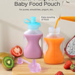Jelly Ruru Silicone Reusable Baby Food Pouches with Straws, Leakproof Refillable Squeeze Pouches, Dishwasher, Freezer, Microwave Safe, Baby Food Storage for Homemade Puree, Yogurt (one size, Count, 4)