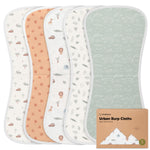 Organic Burp Cloths Baby Boy & Girl - 5-Pack Super Absorbent Cotton Burping Cloths for Babies, Soft & Plush Newborn Spit Up Rags, Infant Towels for Milk Spit Up, Unisex, Large 21" x 10" (Wilderness)