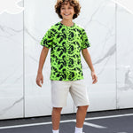 PATPAT Boys Tie Dye T-Shirts Size 8-9 Years Green Short Sleeve Crewneck Neon Shirt Kids Casual Hippies Clothes