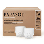 Parasol Chlorine Free Disposable Diaper Pants, Size 5 (3T-4T) 96 Count, Pull On Style with RashShield Protection and Active 360 Comfort Wrap, Hypoallergenic Training Diaper