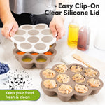 KeaBabies Silicone Baby Food Freezer Tray with Clip-on Lid, 2oz x 10 Pods Baby Food Freezer Molds, Breast Milk Freezer Tray, Dishwasher, Microwave, BPA-Free Baby Food Storage Tray(Chai Latte)
