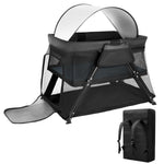 Lilian&Gema 2-in-1 Travel Crib, Portable Crib with Backpack, Lightweight Baby Travel Playpen, Foldable Play Yard with Thick Mattress for Babies & Toddlers, Baby Travel Essential