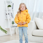 UNICOMIDEA Toddler Winter Jackets 18-24 Months Warn Down Zipper Baby Coat Yellow Hooded Outerwear For Baby Boys Girls Size 2T Plush Clothes Puffer School Outwear With Pockets
