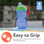 Nuby No-Spill Clik-It Soft Spout Sippy Cup with Carabiner Clip - (3-Pack) 10 oz - Baby Sippy Cup for 6+ Month Old with Easy Grip - Red/Green/Blue