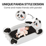 Floisdace Inflatable Travel Bed with High Speed Pump, Portable Kids Air Mattress with Safety Bumpers, Toddler Travel Bed for Trip Camping Sleeplovers, Separate Mattress Design (60"-Panda)