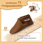 Mejale Baby Soft Soled Leather Moccasins Anti-Slip Infant Toddler Shoes First Walkers(Brown,0-6 Mos/4.7in)