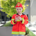 Popsunny Firefighter Costume for Kids 3 4 5 Years, Toddler Fireman Toy with Dress Up Outfit & Fire Extinguisher, Christmas Pretend Play Gift for Toddler Boys Girls