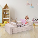 M HI-Mat Modular Kids Play Couch, Toddler Sectional Sofa, Versatile Child Furniture for Playroom Bedroom, Convertible Foam and Floor Cushion for Boys and Girls