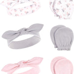 Hudson Baby baby-girls Cotton Headband and Scratch Mitten Set
