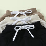 DNOMAID YZARC 3 Pack Toddler Baby Boy Girl Shorts Solid Color Cotton Terry Casual Shorts Elastic Waist Jogger Shorts Pants (Black&Beige&Khaki, 2-3 Years)