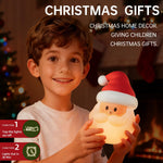 Christmas Decorations Santa Silicone Night Light, LED Dimmable Bedside Lamp for Nursery, Rechargeable Touch Lamp with Timer, Squishy Cover, Cute Holiday Room Decor & Stress Relief Gift for Kids