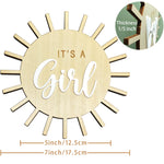 Double Sided Sun Gender Reveal Sign, Boho Sun Baby Boy or Girl Pregnancy Birth Announcement Wooden Sign, It's A Boy Girl Photo Prop, New Mom Gift, Sun Baby Shower Hospital Nursery Sign