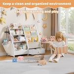 HAVLOTII Kids Bookshelf and Toy Storage - Kids Book Shelf for Kids Rooms, Toddler Bookshelf Baby Bookcase for Nursery, Montessori Toy Organizer, White