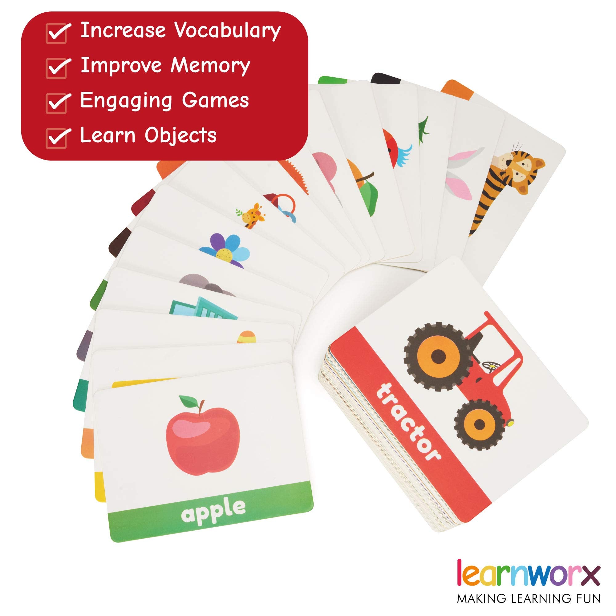 LearnWorx 101 Baby Flash Cards for Toddlers 1-3 - Educational Flash ...