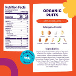 Organic Puffs - Early Allergen Introduction Snack Puffs w/ 9 Top Allergens: Organic Peanuts, Cashew, Egg & More by Ready Set Food, No Added Sugar, Babies 8+ Months, Apple Cinnamon 3-Pack