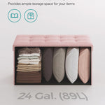 SONGMICS Mazie Collection - 30 Inches Folding Storage Ottoman Bench, Ottoman Foot Rest, End of Bed Bench, Storage Chest, Load 660 lb, for Living Room, Bedroom, Entryway, Jelly Pink ULSF047R11