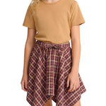 PATPAT Girls 2 Piece Skirt Sets Size 7-8 Years, Brown Shirts + Red Plaid Skirts Clothing Sets Summer Outfits, Tween Girls Trendy Clothes Y2K Outfits Streetwear