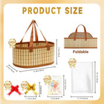 Mapaim Baskets for Gifts Empty Set of 4, Bamboo Woven Large Gift Basket with Wrap Bags, Pull Bows, Greeting Cards,Baskets for Gifts Empty Bulk for Birthday, Shower, Housewarming (Brown-Oval)