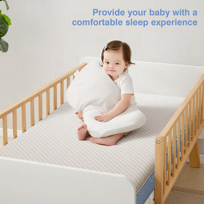 Pawtong Dual-Sided Comfort Baby and Toddler Crib Mattress with Cool Gel Memory Foam, Triple-Layer Breathable Premium Baby-Mattress for Infant and Toddler with Removable Outer Cover -White&Blue